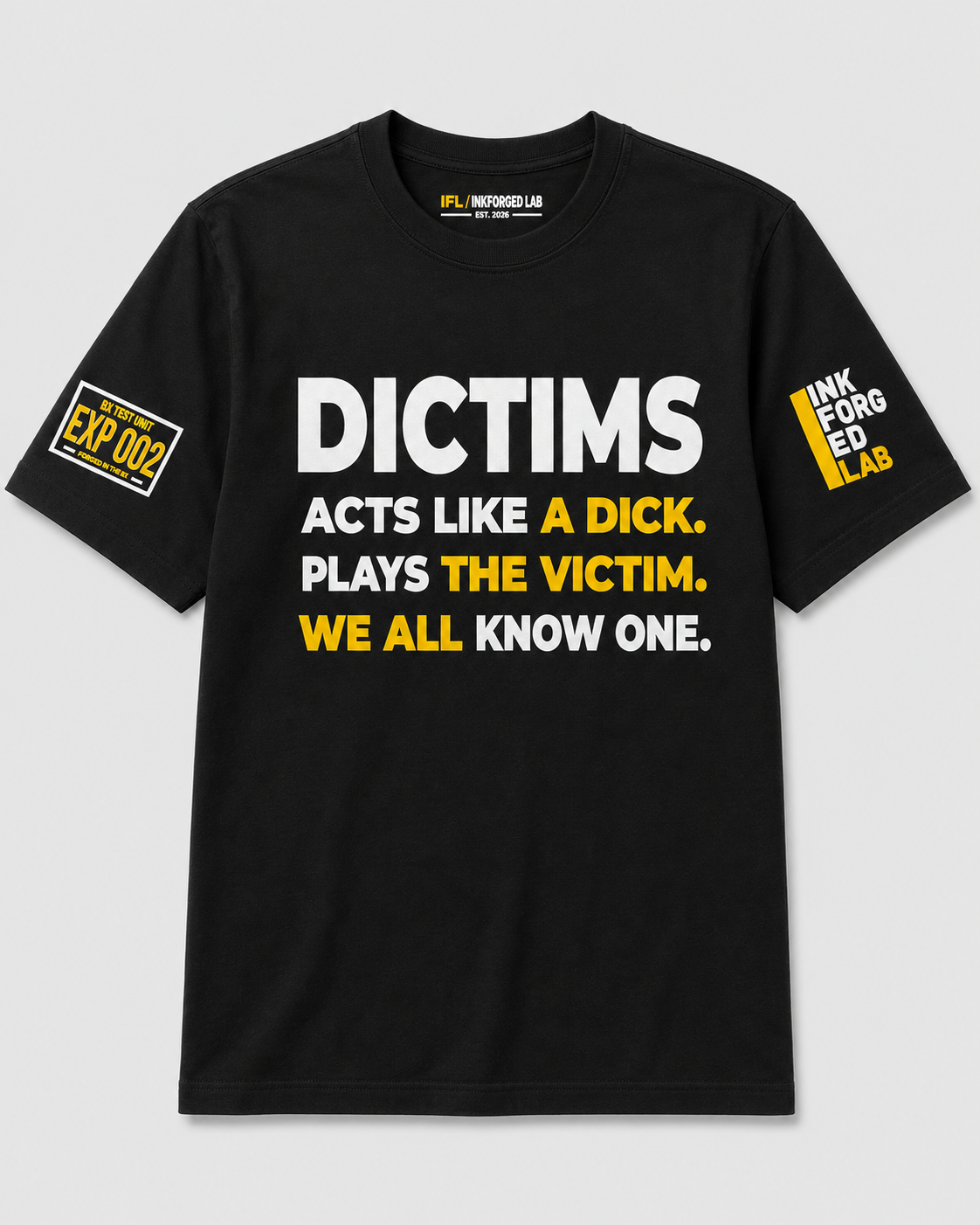 DICTIMS Warning Tee (Yellow & White)
