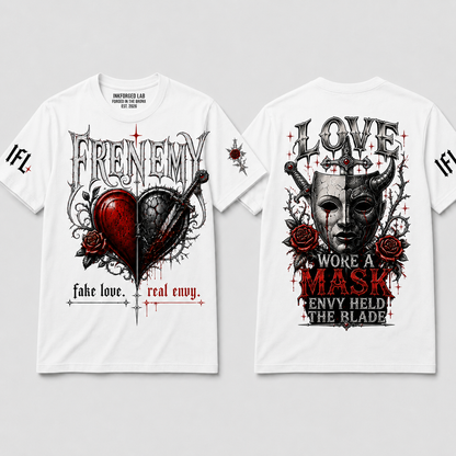 Frenemy “Fake Love. Real Envy.” Graphic White Tee